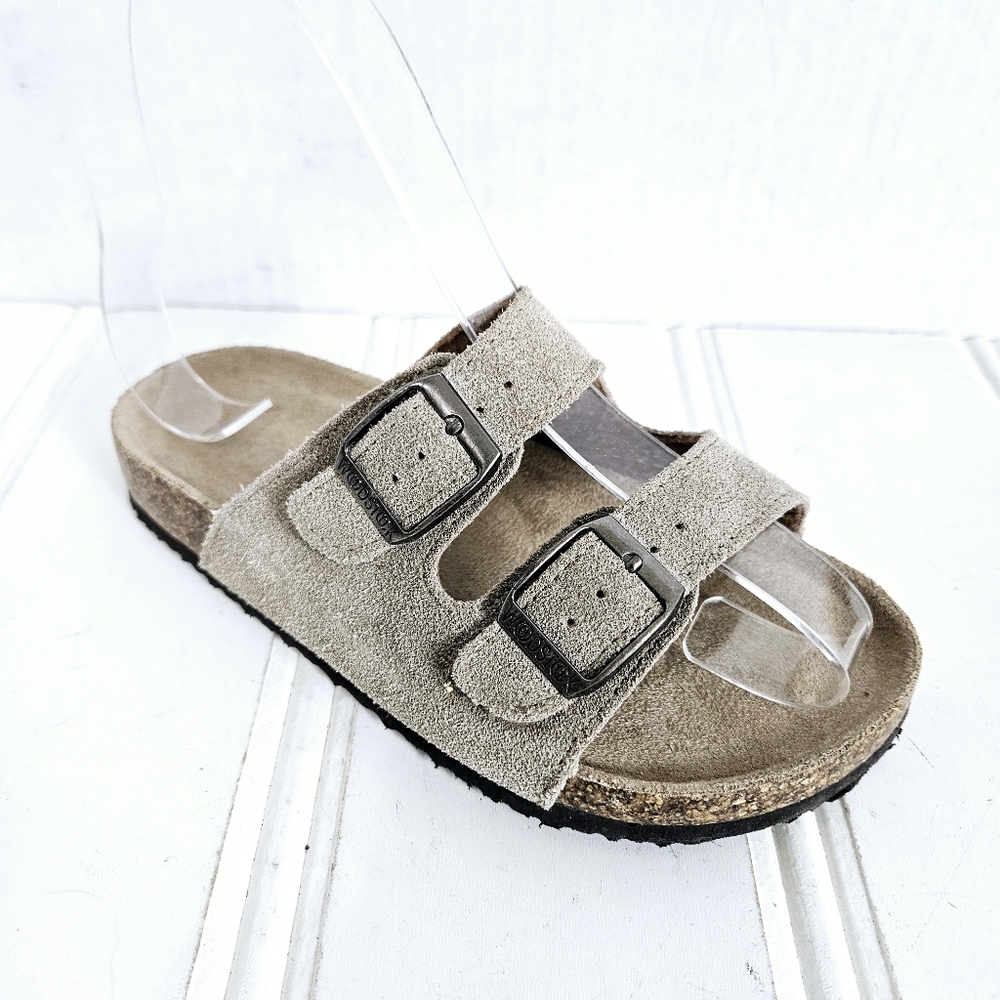 Woodstock Tan Suede Leather Cork Footbed Boys Sandals Size 13 Adjustable Buckle